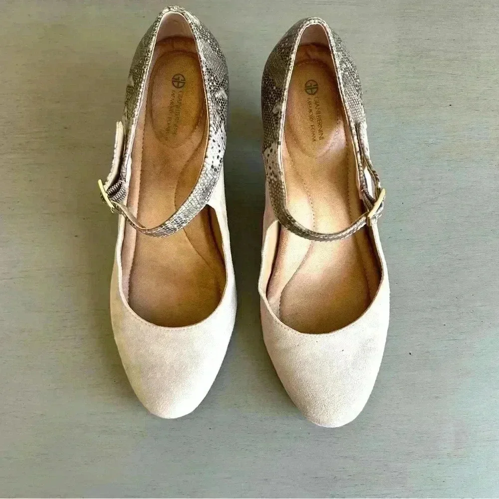 Giani Bernini Velmah Heels10 Tan Snake Print Memory Foam Neutral Dressy Pumps